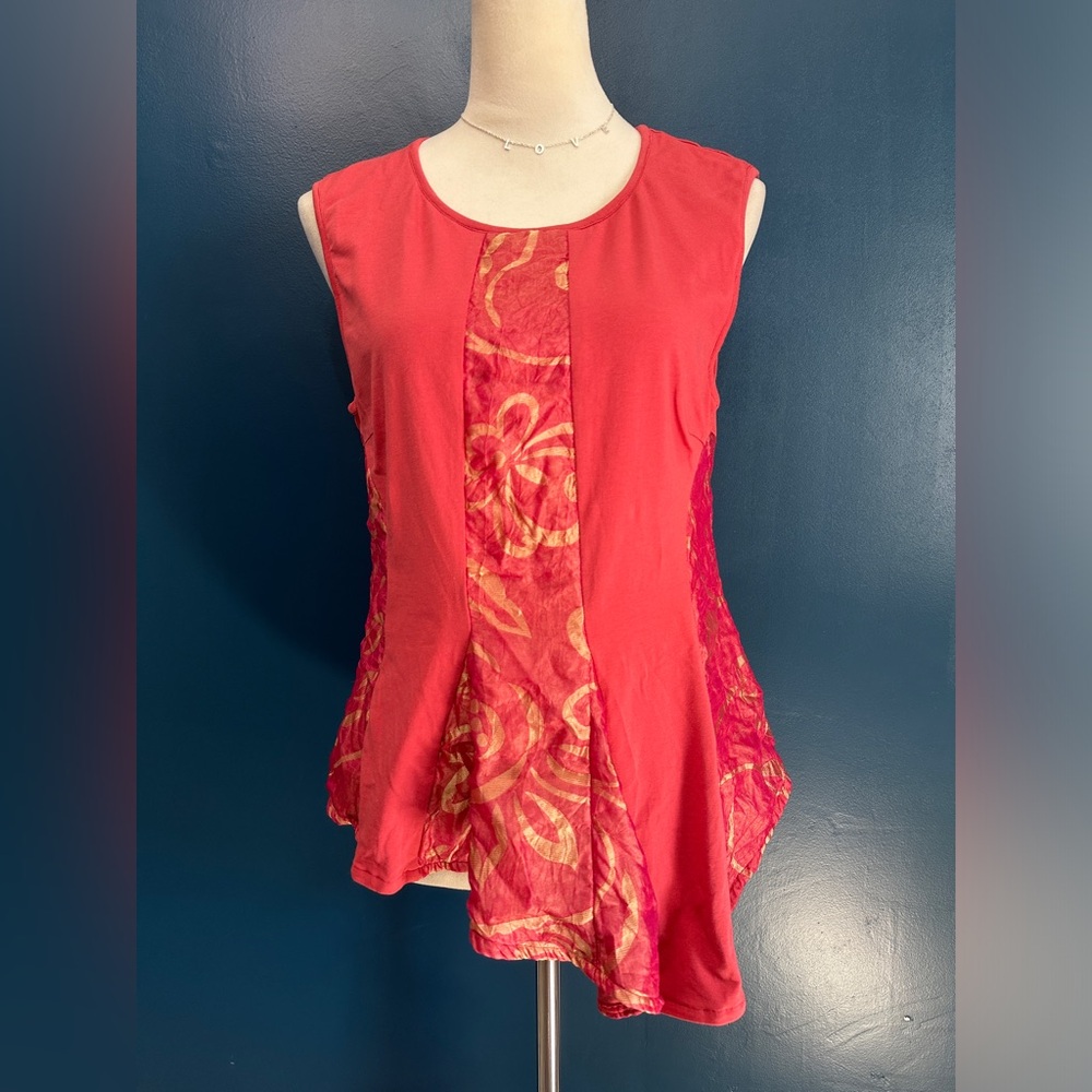 REDWOOD COURT Asymmetrical Stretch Cotton Sleeveless Top Size Small